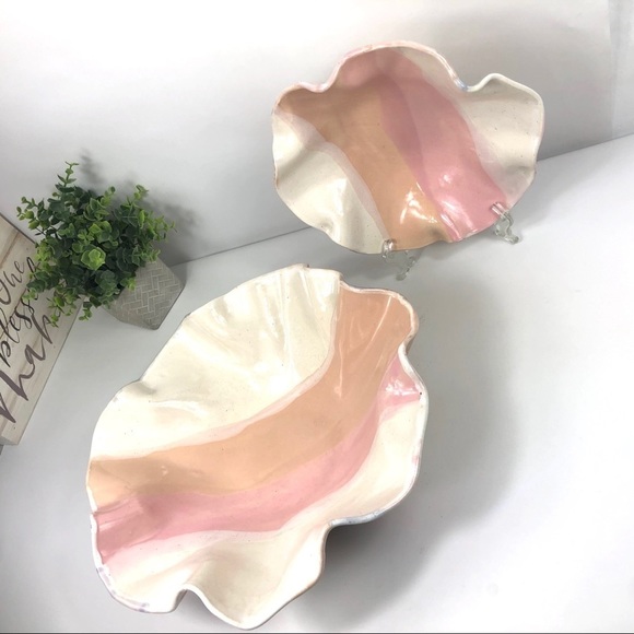 Handpainted WHITE and pink Decorative Bowls Raffled Large & Medium - Picture 14 of 16